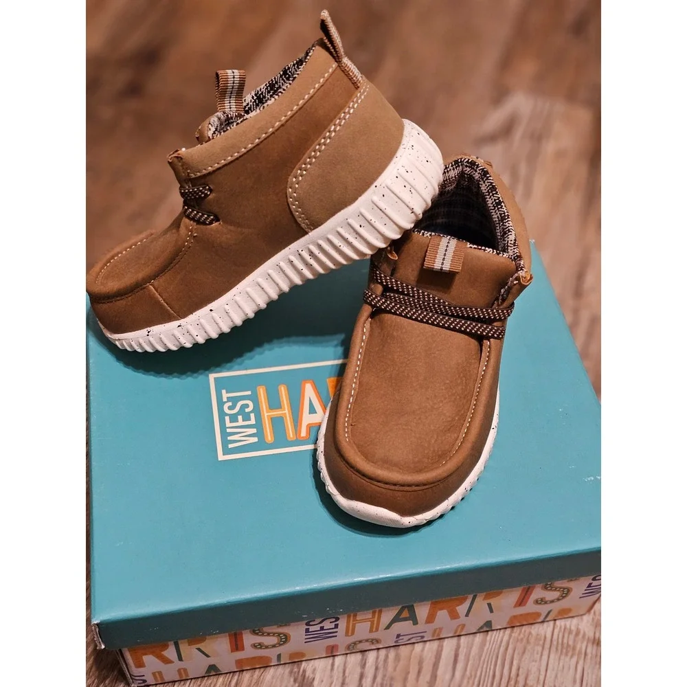West Harris Lil Holden Kids Tan Chukka Moc Toe Lace Up Boots Size 8M 704027